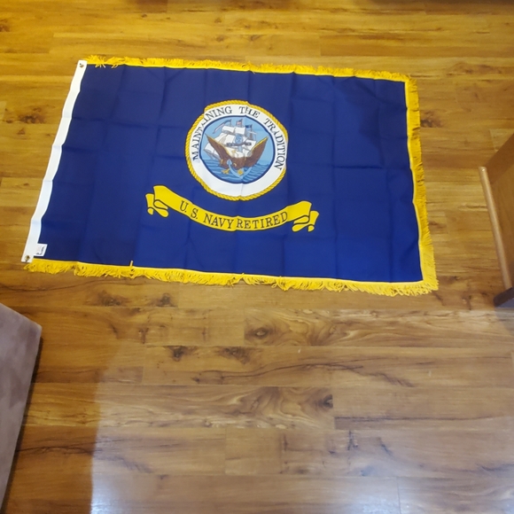 Navy Retired Flag with Gold Fringe US Navy - Picture 2 of 9